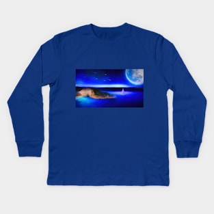 Deep Blue Calm Sea Kids Long Sleeve T-Shirt